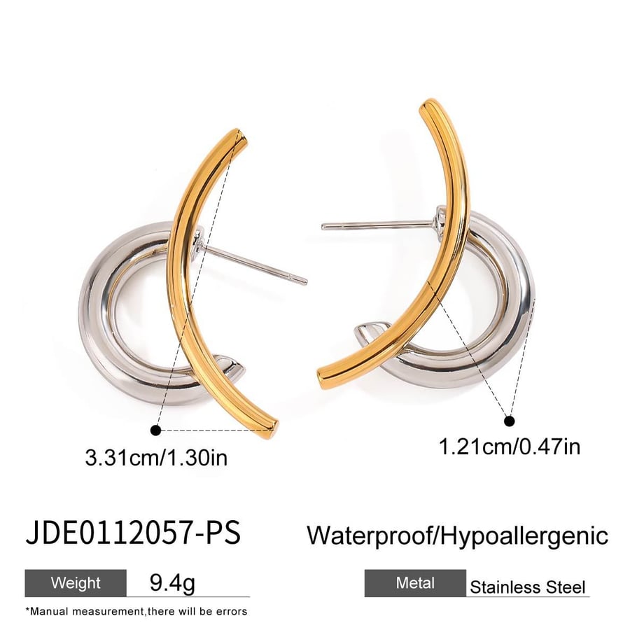Simple Geometric Stainless Steel Mixed Color Stud Earrings 