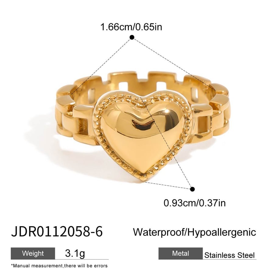 Retro Heart Stainless Steel Gold Color Women's Rings 