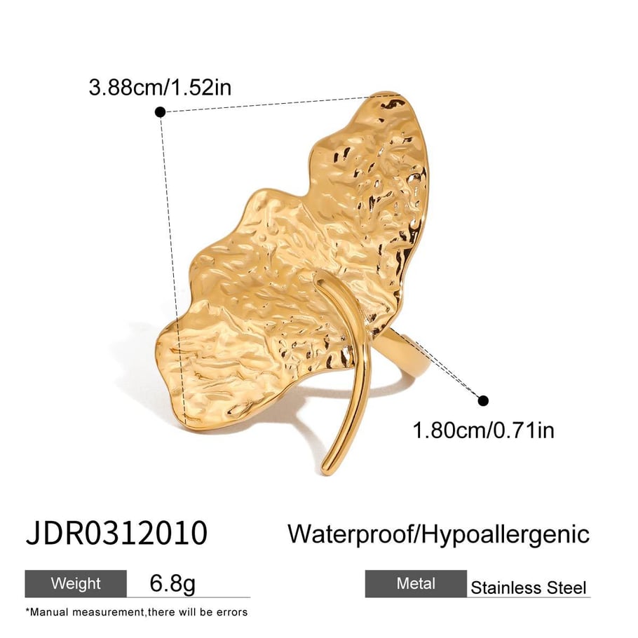 Retro Stainless Steel Leaves Shape Gold Color Women's Stud Earrings 