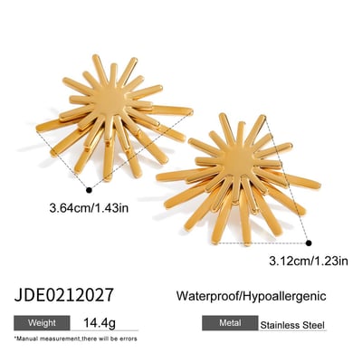 Retro Edelstahl Gold Farbe Ohrstecker h5 