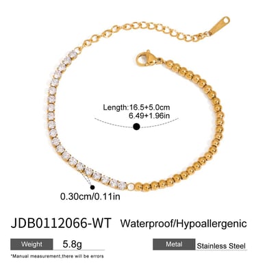 Classic Beads Stainless Steel Gold Color Women's Beaded Bracelets h5 