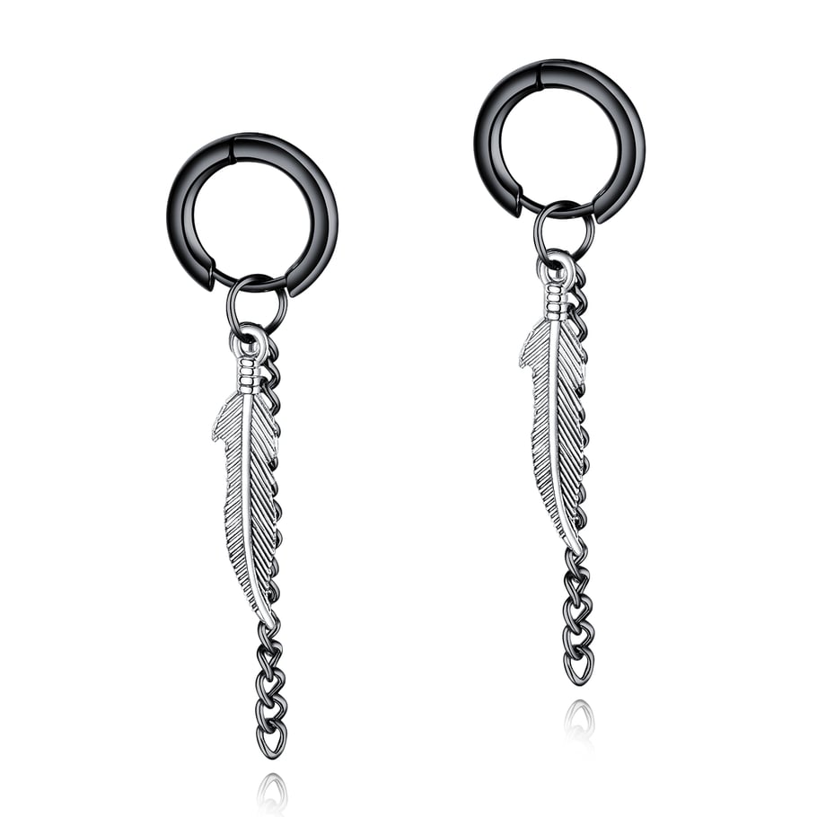 1 Pair Modern Wings Tassels Stainless Steel Men's Stud Earrings h5Picture2