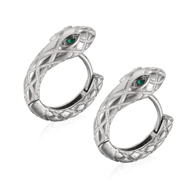 1 Piece Sophisticated Style Snake Head Stainless Steel Men's Hoop Earrings h5 