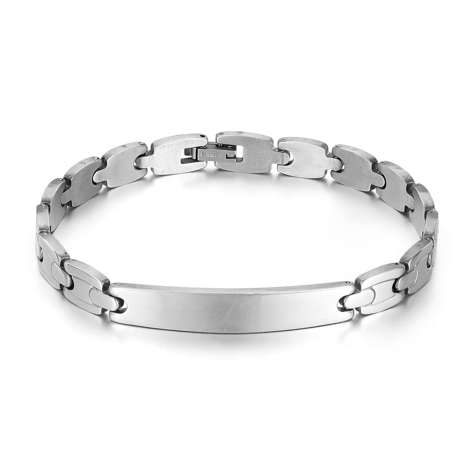 1 Piece Rugged Series Stylish Rectangular Stainless Steel Men's Bracelets 