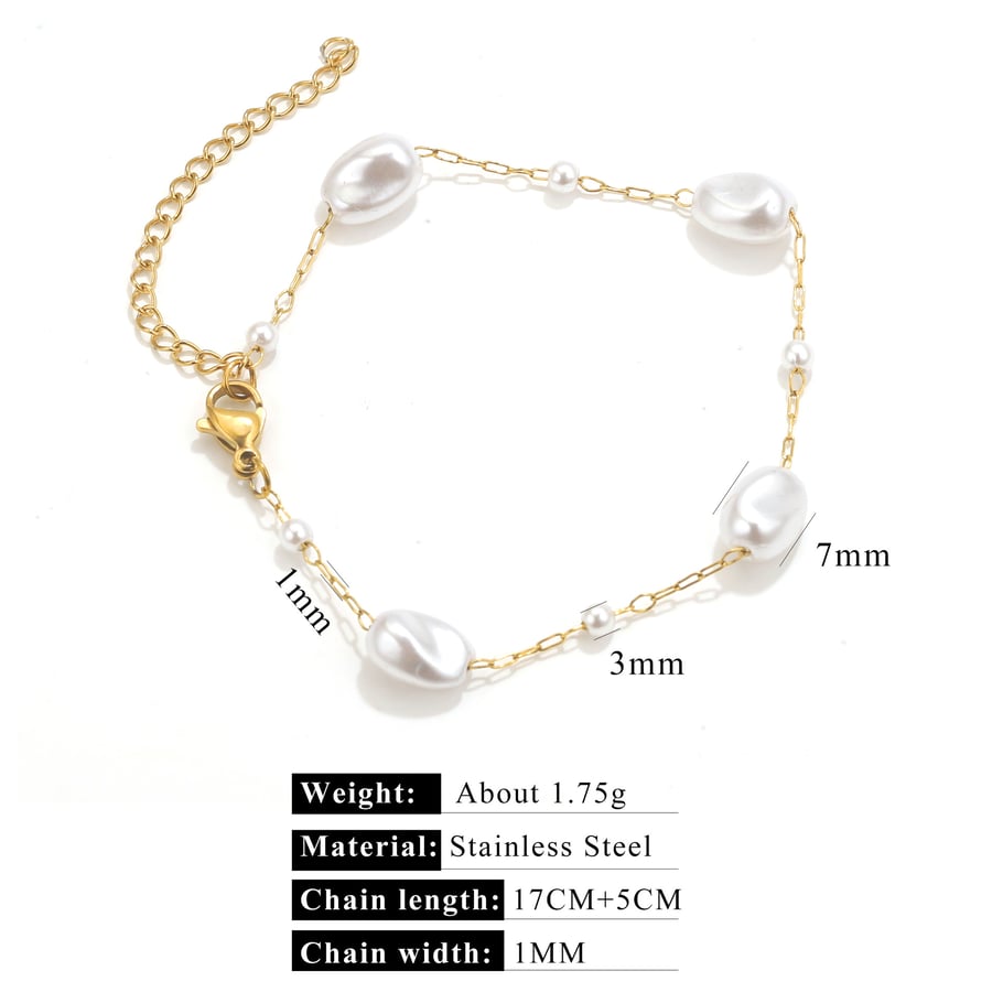 1 Piece Elegant Natural Beads Stainless Steel Women's Chain Necklaces 