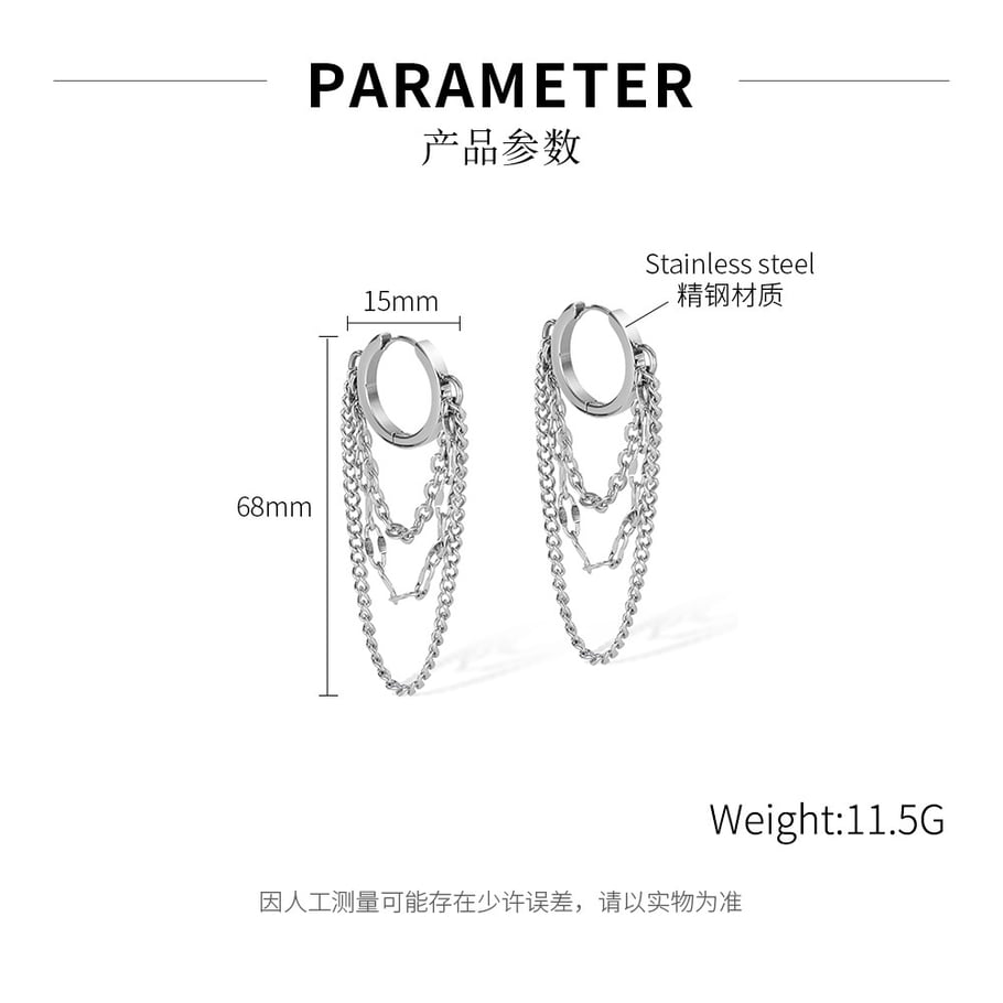 Fashionable Series tassels Stainless Steel Men's Hoop Earrings 