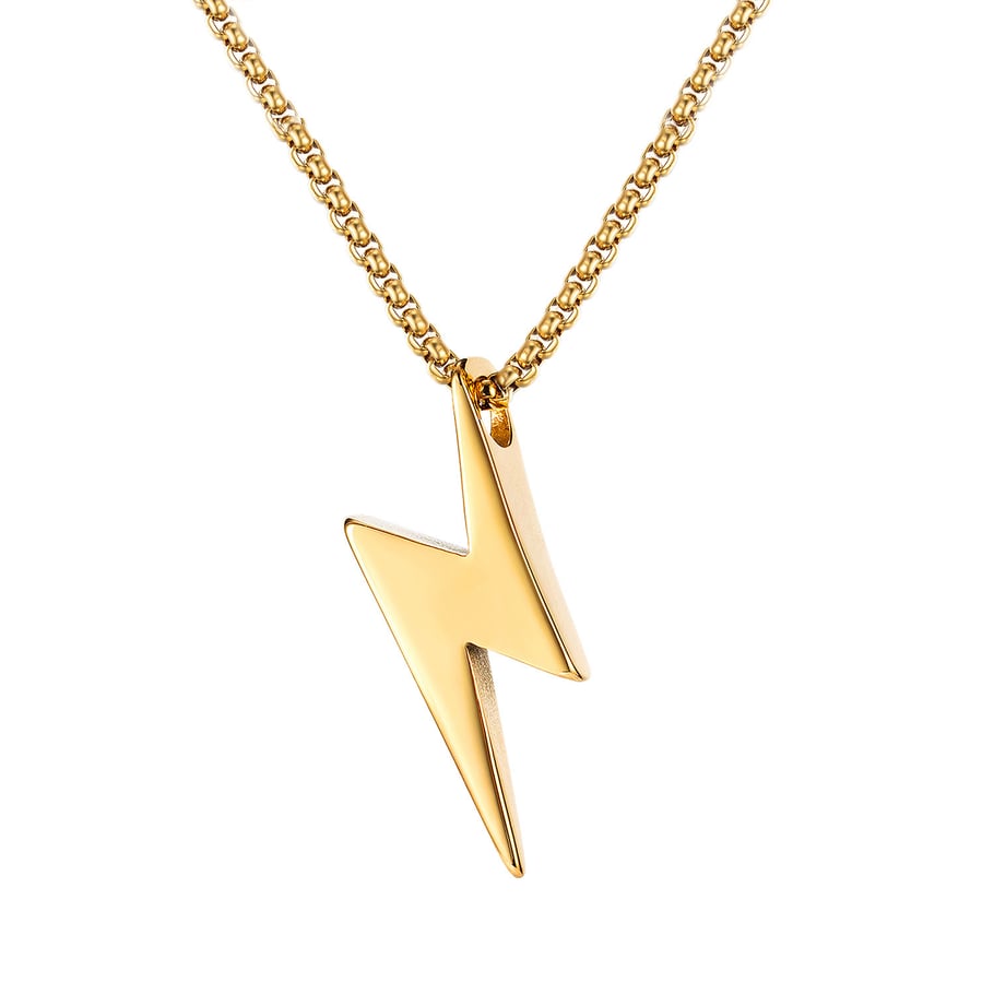 1 Piece Subtle Lightning Stainless Steel Gold Color Men's Pendant Necklaces 
