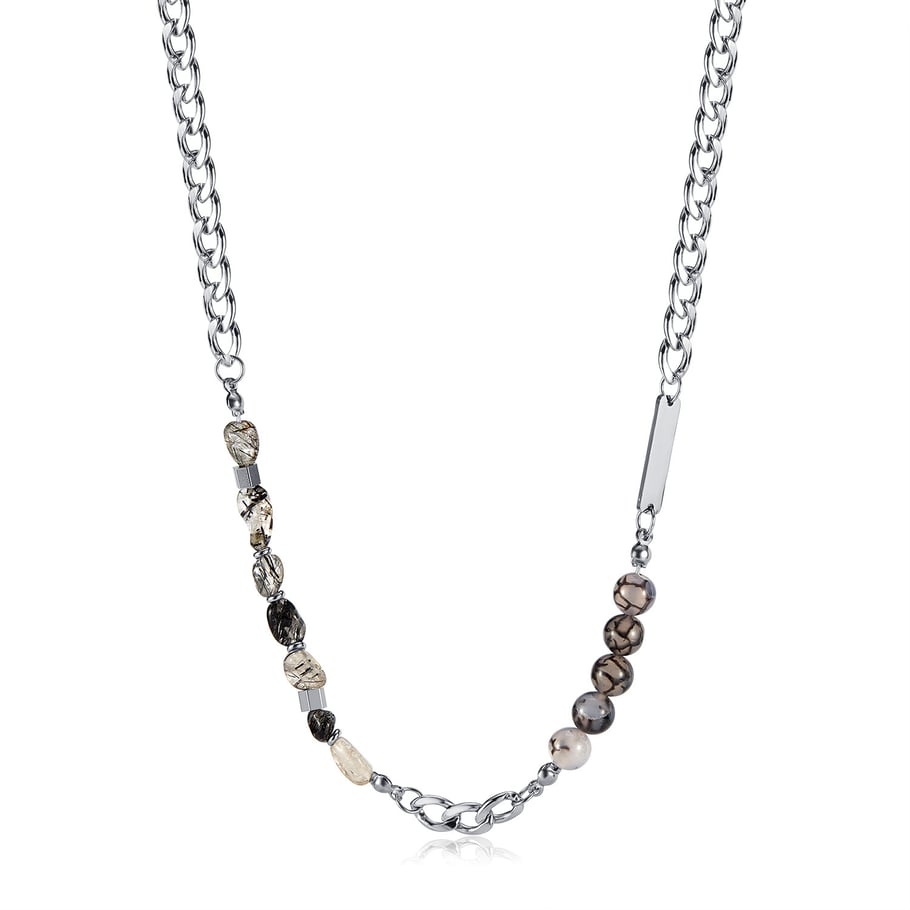 Elegant Patchwork Beads Stainless Steel Men's Chain Necklaces 