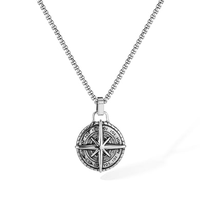 Collares versátiles de acero inoxidable dorado con brújula retro para hombre h5 