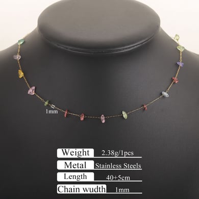 1 Piece Dazzling Beads Stainless Steel Gold Color Women's Chain Necklaces h5 