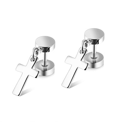 All-match Cross Stainless Steel Men's Stud Earrings h5 