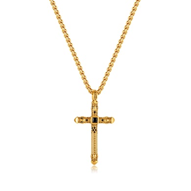 Punk Skull Cross Stainless Steel Gold Color Men's Pendant Necklaces h5 