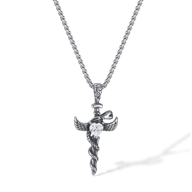 Exquisite Wings Cross Stainless Steel Men's Pendant Necklaces h5 