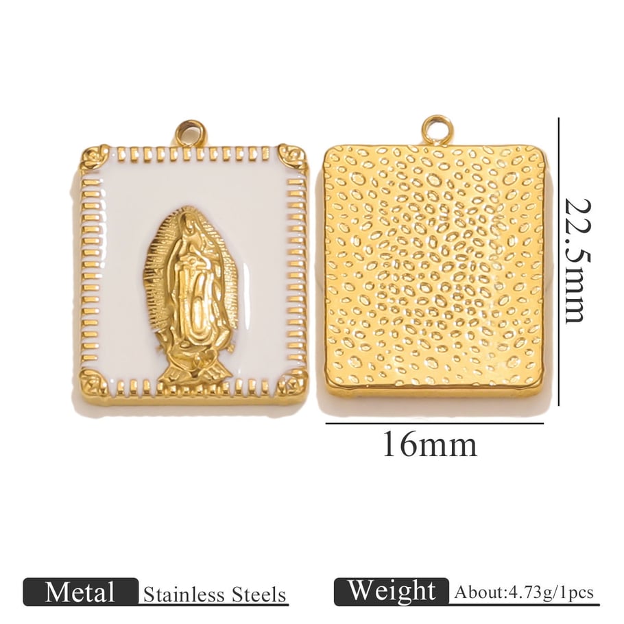 1 Stück Damenanhänger aus Edelstahl mit Madonna-Muster in Goldfarbe 