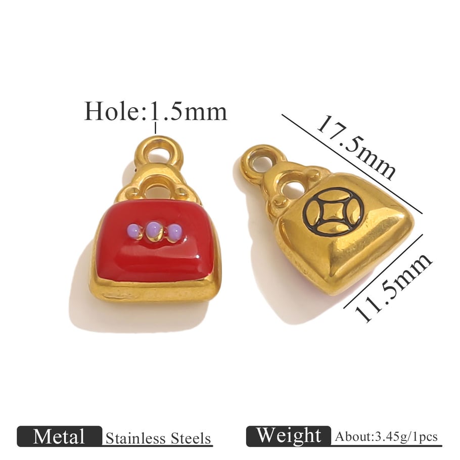 1 Piece Classic Bag Droplet Technique Stainless Steel Gold Color Women's Pendants 