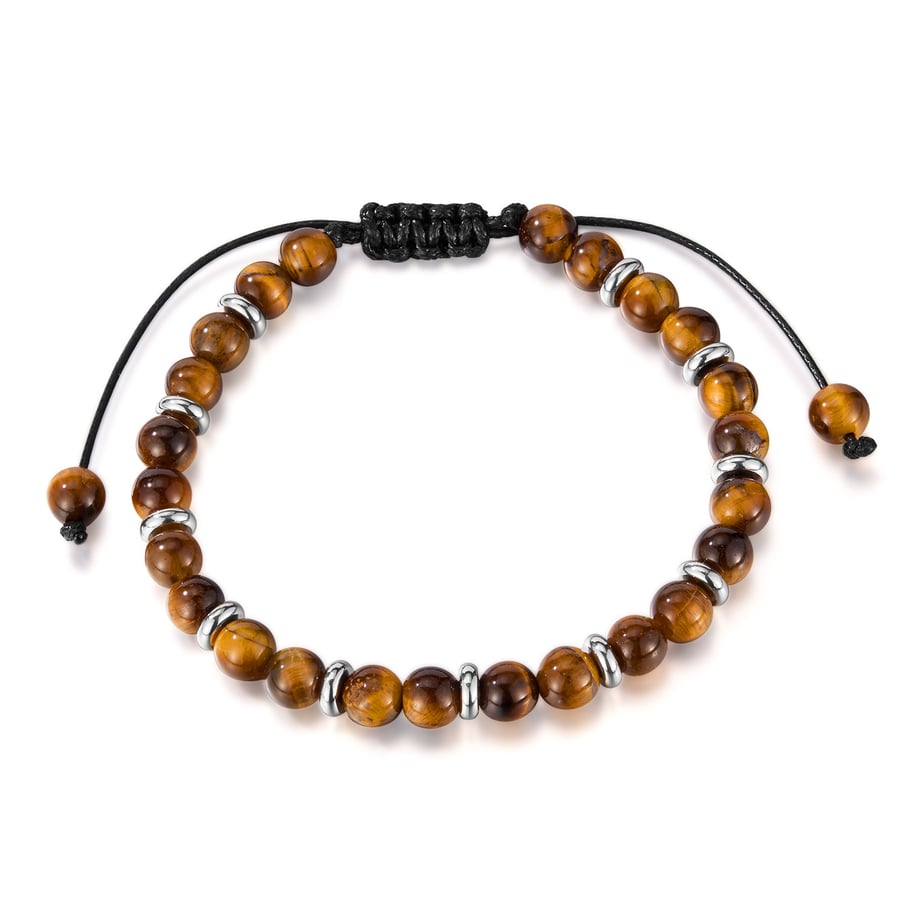 1 Piece Subtle Natural Tiger-eye Stones Men's Beaded Bracelets 