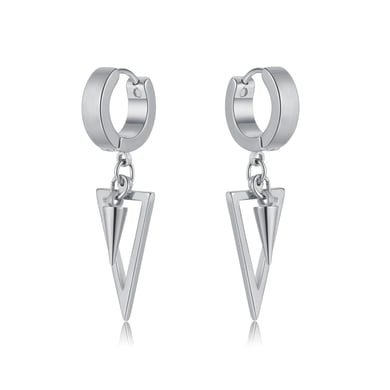 1 Pair Industrial Triangle Piercing Stainless Steel Men's Stud Earrings h5 
