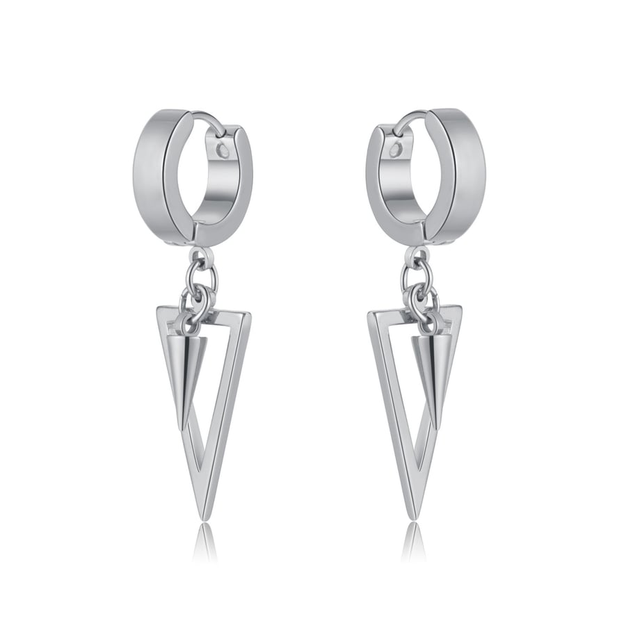 1 Pair Industrial Triangle Piercing Stainless Steel Men's Stud Earrings 