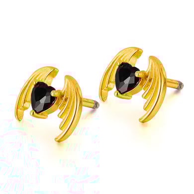1 Piece Intricate Series Heart Wings Stainless Steel Gold Color Men's Earrings h5 
