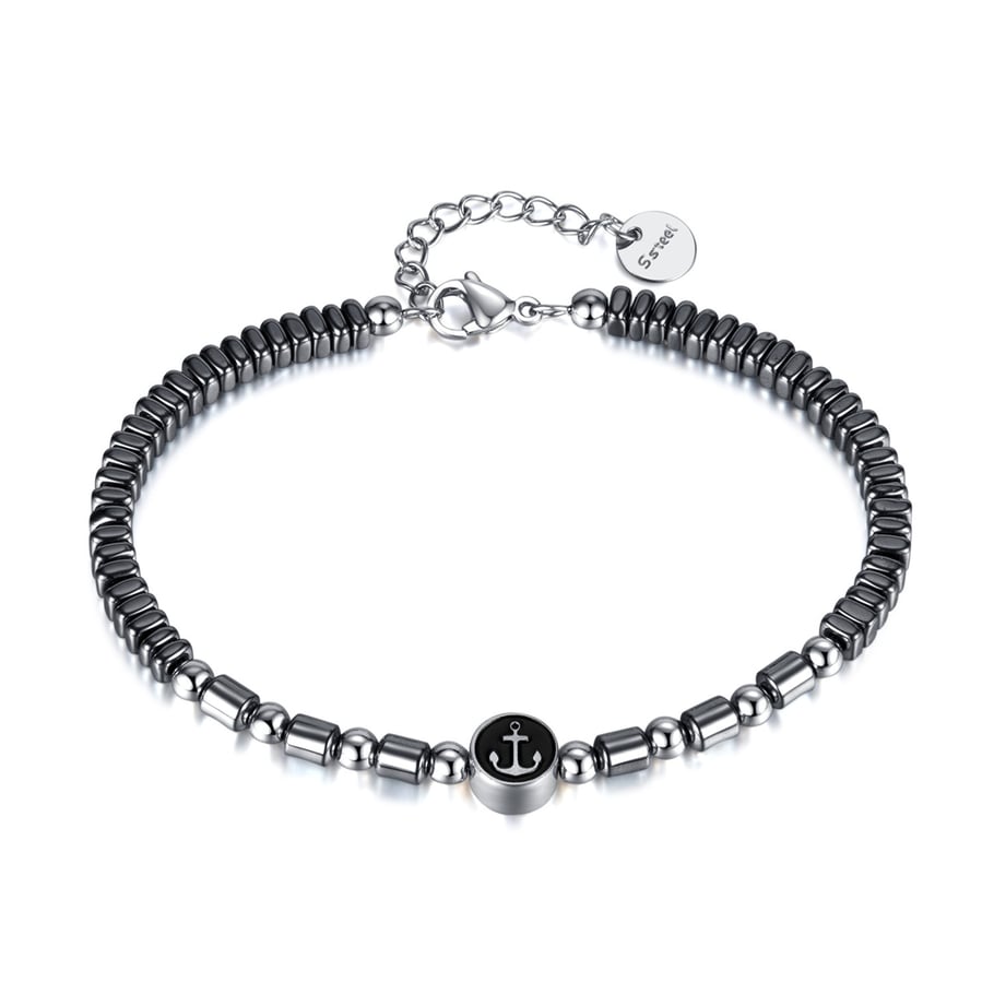 Boat Anchor Beads Stainless Steel Men's Beaded Bracelets 