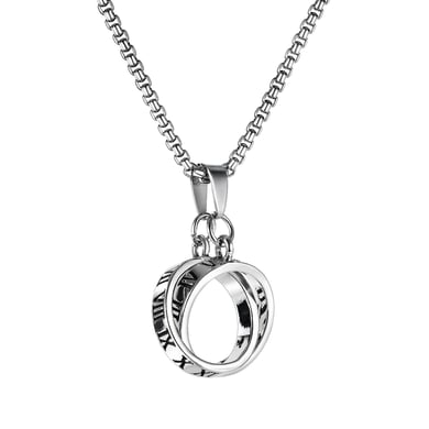 1 Piece Dazzling Double Rings Stainless Steel Men's Pendant Necklaces h5 
