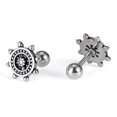 Radiant Series Simple Rudder Stainless Steel Men's Stud Earrings h5 