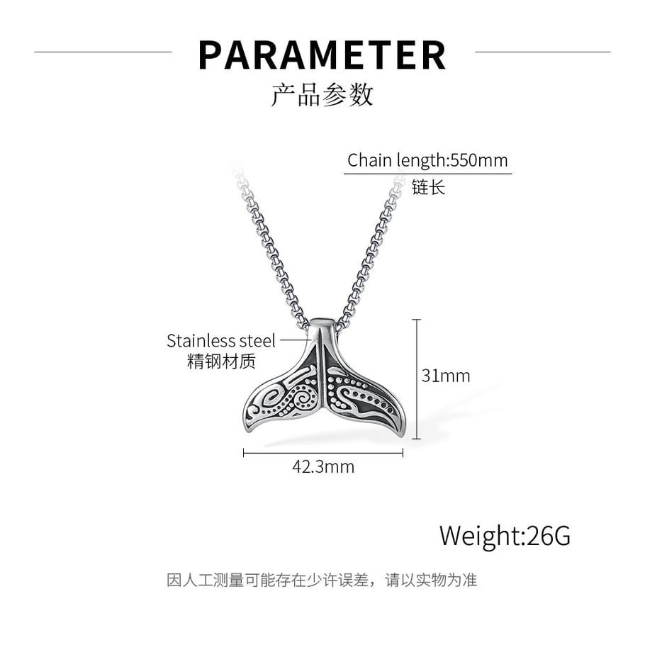 Chic Fishtail Stainless Steel Men's Pendant Necklaces 