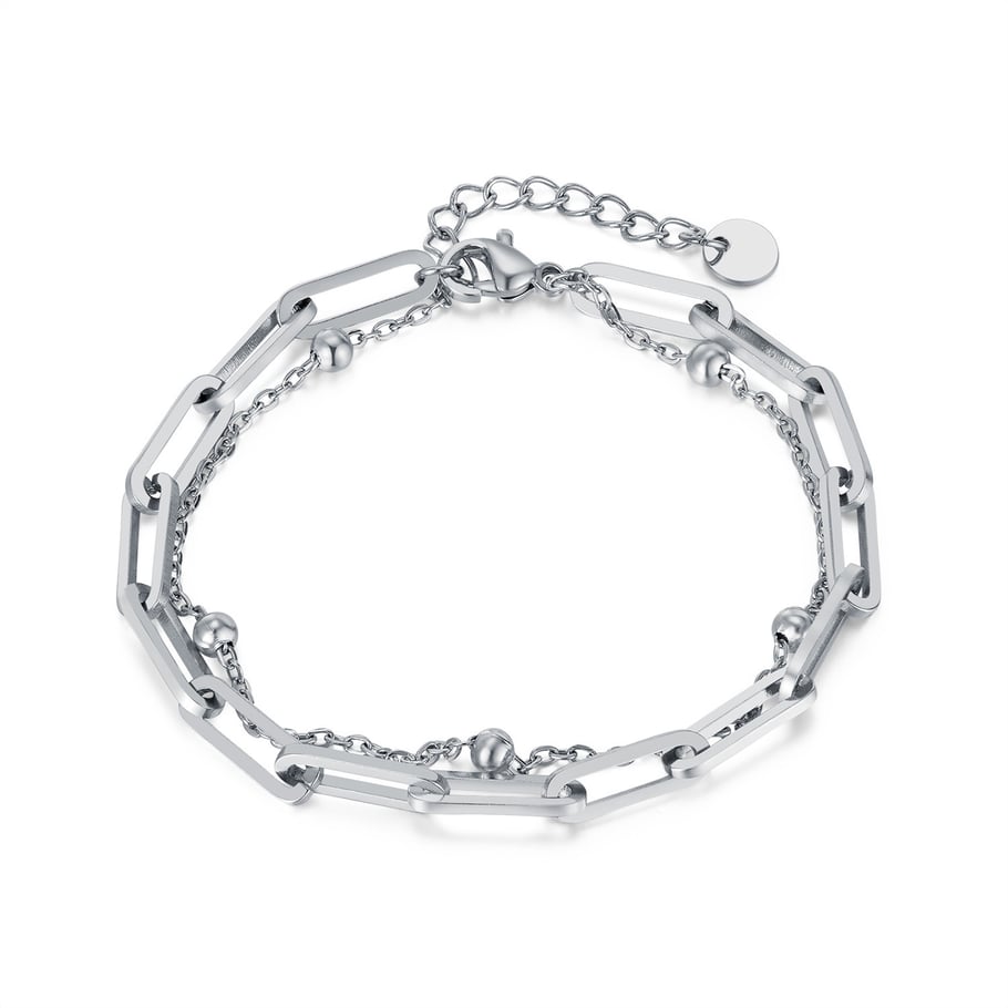 Squircle Doppellagige Edelstahl-Kettenarmbänder in Goldfarbe für Herren