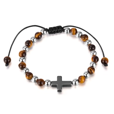 Stylish Cross Stainless Steel Men's Beaded Bracelets h5 