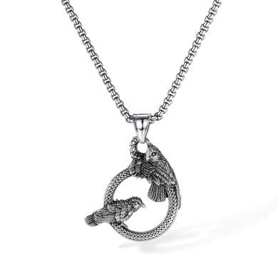 Vintage Crow Stainless Steel Men's Pendant Necklaces h5 