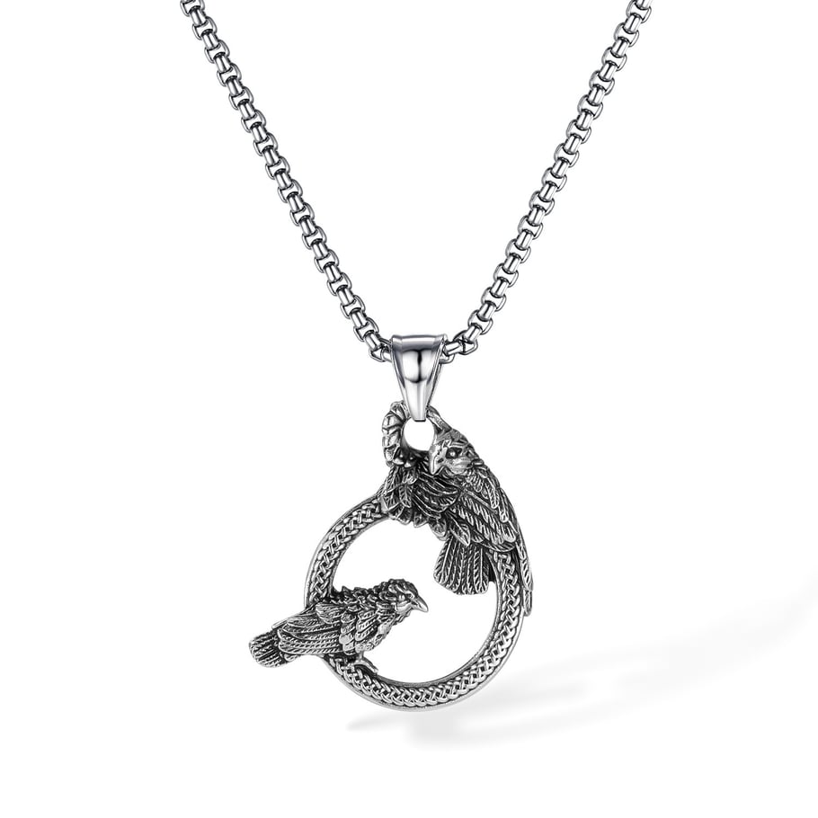 Vintage Crow Stainless Steel Men's Pendant Necklaces 