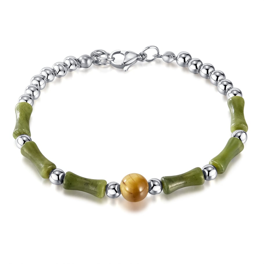 Daily Patchwork Nature Stone Stainless Steel Men's Chain Bracelets 