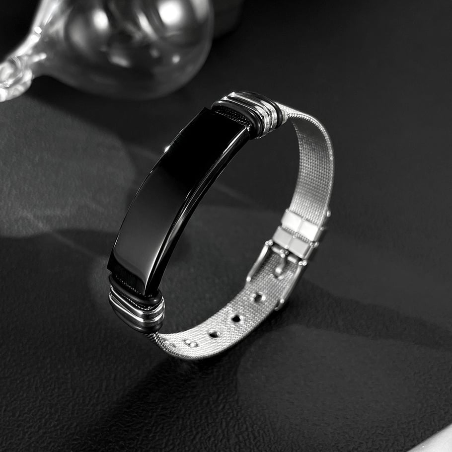 1 Piece Designable Series Rectangular Stainless Steel Men's Chain Bracelets 