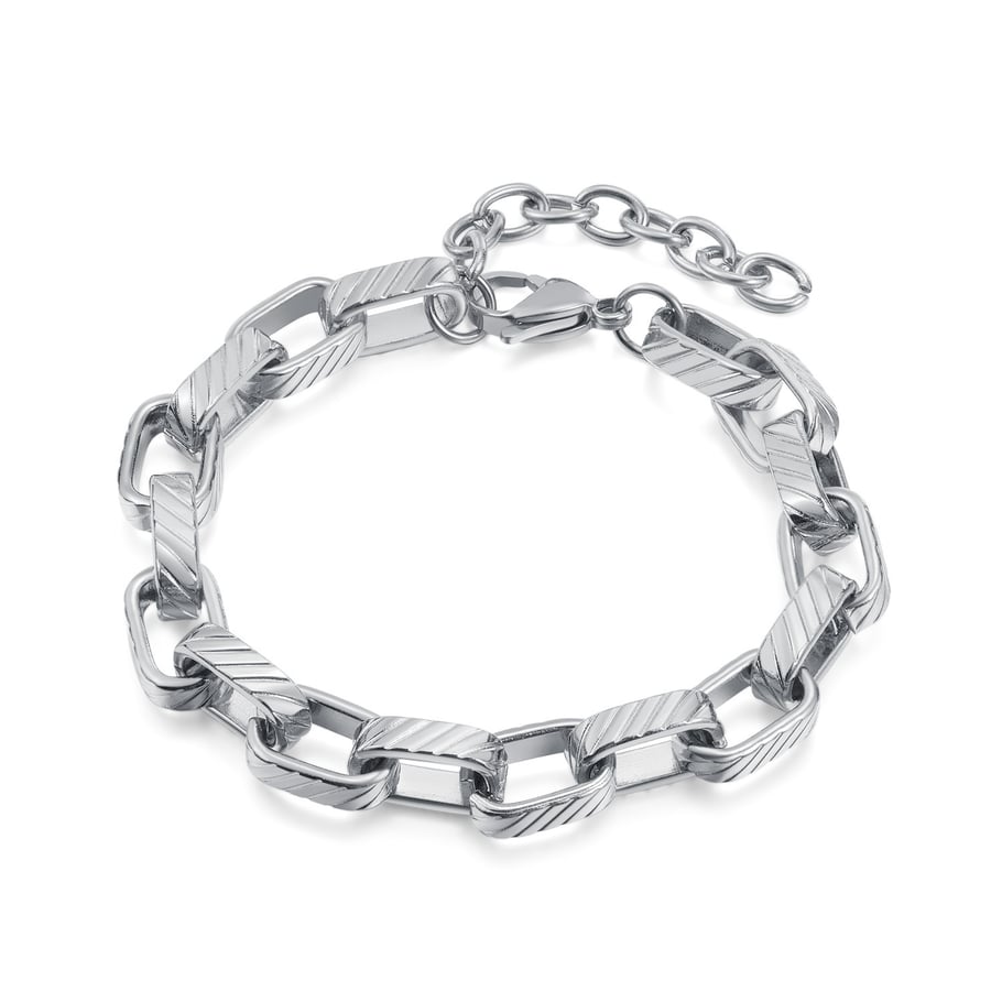 Versatile Sleek Rectangular Stainless Steel Men's Chain Bracelets 