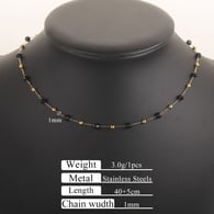 Gold 4.0 black crystal  3mm beads-necklace 405 Picture3