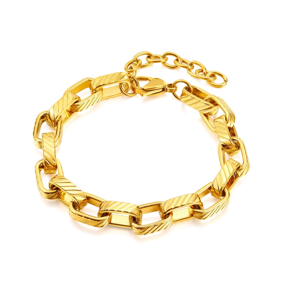 Versatile Sleek Rectangular Stainless Steel Men's Chain Bracelets 