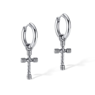 1 Pair Intricate Cross Stainless Steel Men's Stud Earrings h5 