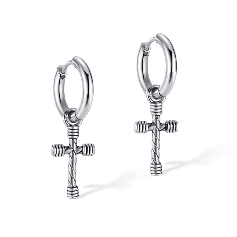1 Pair Intricate Cross Stainless Steel Men's Stud Earrings 