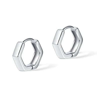 1 Çift Minimalist Altıgen Paslanmaz Çelik Erkek Küpe h5 