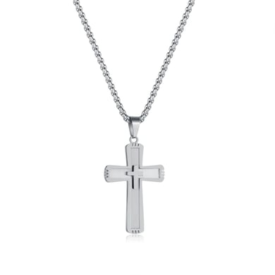 1 Piece Modern Cross Stainless Steel Gold Color Men's Pendant Necklaces h5 