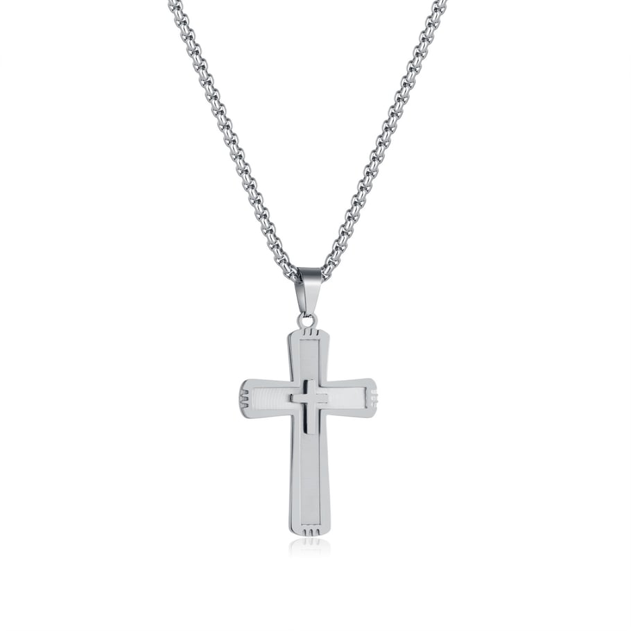 1 Piece Modern Cross Stainless Steel Gold Color Men's Pendant Necklaces 