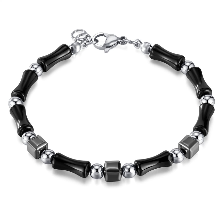 Hematite Patchwork Stainless Steel Men's Chain Bracelets 