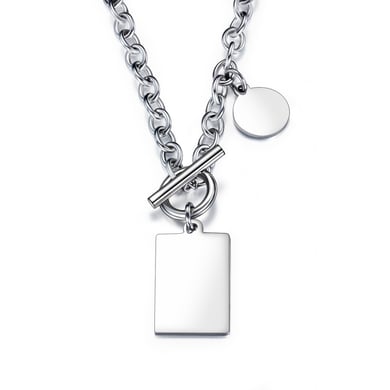 1 Piece Minimalist Rectangular Stainless Steel Men's Pendant Necklaces h5 