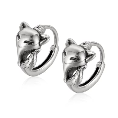 1 Piece Designable Series Chic Fox Stainless Steel Men's Hoop Earrings h5 Picture2