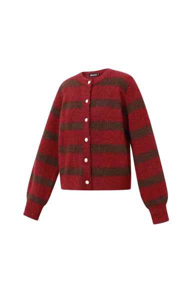 Polyesterfaser (Polyester) Strickjacke Streifen Lässige Herbst-/Winterkleidung h5 Bild2