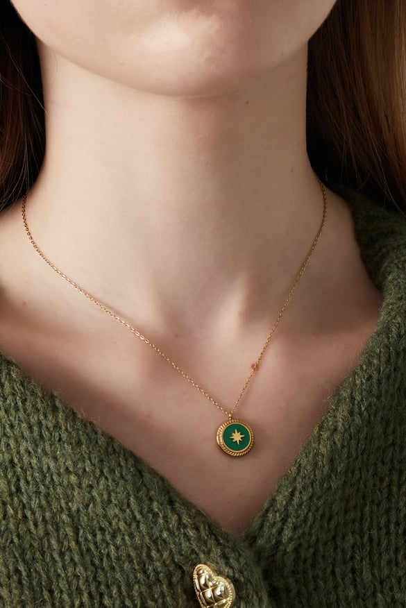 necklace with green charm