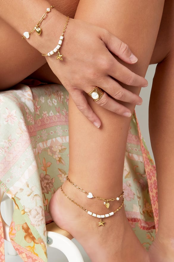 Anklet beads and starfish - Silver Color color