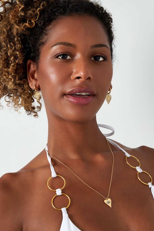 collana cuore con occhio - colore oro 2