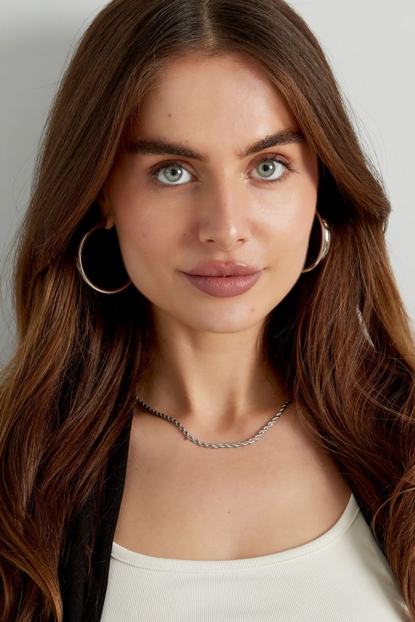 unisex necklace twisted short - Gold color-3.0mm