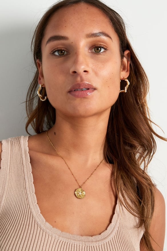 collana a sfere con fiore semplice - colore oro 2
